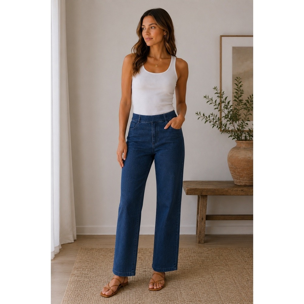 Pure Jill Indigo Jeans Womens XS Blue Wide Leg Boho Minimalist